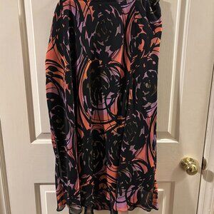 East 5th Elastic Waist Side Slit Black Multicolor Skirt ~ XL